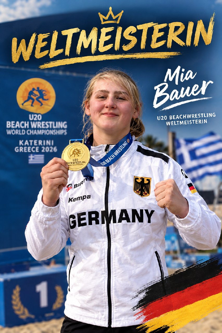 Mia Bauer wird U20-Beachwrestling-Weltmeisterin in Griechenland