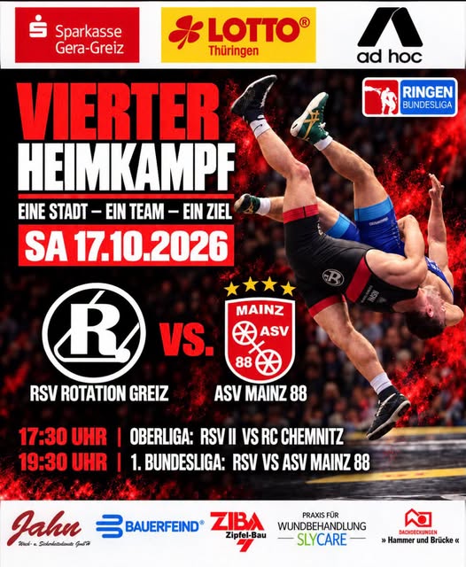 Bundesliga-Rückrunde der Ringer mit drei Spitzenkämpfen in Greiz